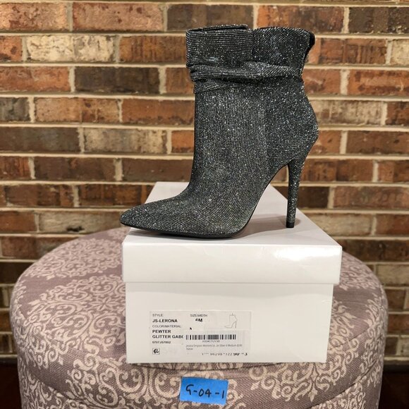 Jessica Simpson Womens Lerona Ruched Pointed Toe Stiletto Booties Silver Size 6M - Picture 5 of 5